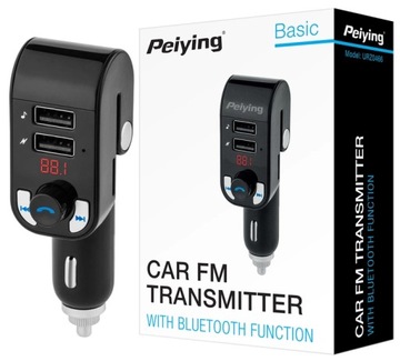 TRANSMITER BLUETOOTH FM 2xUSB ŁADOWARKA SD MP3 LED