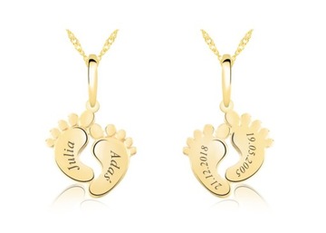 ЗОЛОТЫЕ НОЖКИ КУЛОН НОЖКИ ДЛЯ МАТЕРИ ГРАВИРОВКИ 333