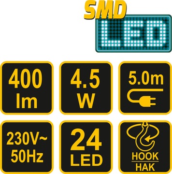 ПРОВОДНАЯ ЛАМПА ДЛЯ МАСТЕРСКОЙ SMD LED 4,5 Вт 82706