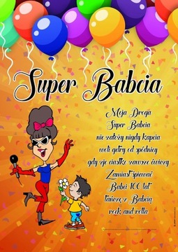 dyplom A4 Super Babcia prezent na dzień babci