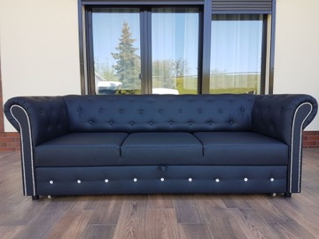 STYLOWA SOFA PIKOWANA CHESTERFIELD Z KRYSZTAŁKAMI