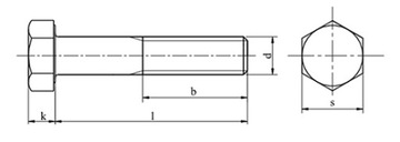 M30x100 Śruby łeb 6-kątny 10.9 czarne DIN 931 1szt