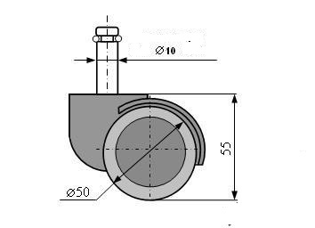 Колесо прорезиненное для стула, 50 веретен, 10 резиновых колесиков.