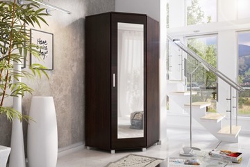 WENGE GARDEROBA narożna, rogowa z lustrem 80/80