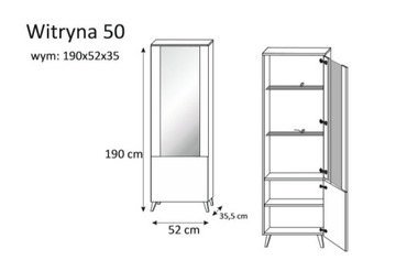 ВЫСОКАЯ ВИТРИНА LIMA 50 Белый + Дуб Вотан Глянцевый LED