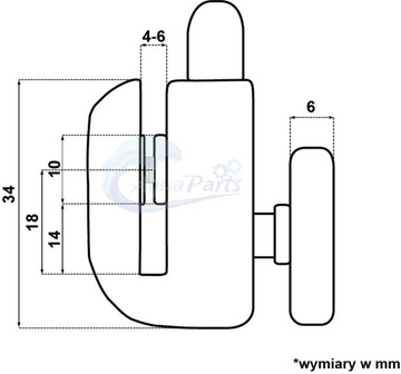 ROLKA DOLNA CZARNA WYPINANA 23mm do kabiny prysznicowej ROL-02-B