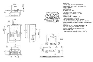 Разъем Mini USB-B SMD, 5 контактов