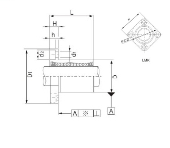 LMK 12 UU Линейный подшипник с квадратным фланцем