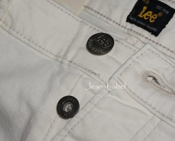 LEE POWELL jeansy biodrówki slim ECRU W28 L34