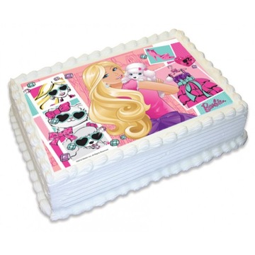 BARDZO GRUBY OPŁATEK NA TORT BARBIE DUŻY A4