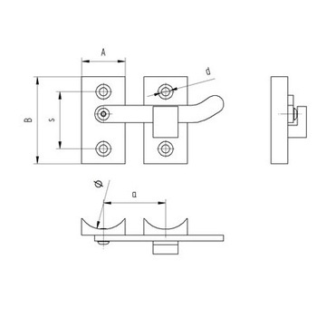 Zawias do rury fi42,4 mm, 2 x 35 x 70 mm, AISI 316