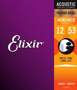 Elixir 16052 NanoWeb Phosphor Bronze 12-53 struny