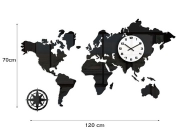 Настенные часы мира - Карта мира 120x70 стильно