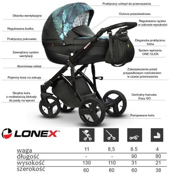 Детская коляска Comfort Galaxy Lonex 2в1, розовая