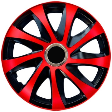 Kołpaki czarno-czerwone Extra rozm. 15'' 4 sztuki