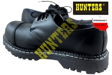 GLANY HUNTERS STEEL-NOSE 3-oczka NISKIE SKÓRA naturalna CZARNE 36