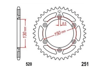 Задняя звездочка JTR251-49 520 YAMAHA YZ 125 250