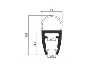 Уплотнитель для душевой кабины 6-8мм UK07, 180см