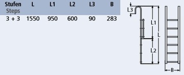 8660 ЛЕСТНИЦА 6 СТУПЕНЕЙ 3+3 L = 1550 НЕРЖАВЕЮЩАЯ НЕРЖАВЕЮЩАЯ A4