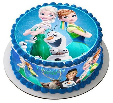 Opłatek TORT FROZEN KRAINA LODU KOMPLET+babeczki