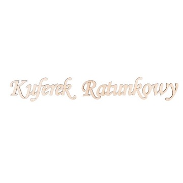 Drewniany napis KUFEREK RATUNKOWY eko