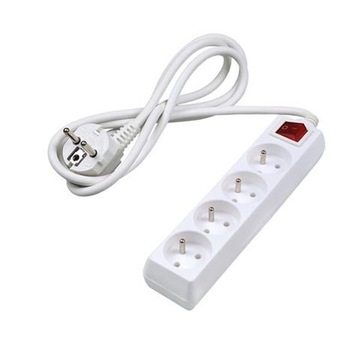 Przedłużacz 4gn z/u 1,5m + wyłącznik biały 3680W 10A (3x1mm) DPM