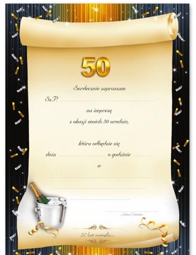 Приглашение с приглашениями на конверты на 50 -летие 50 -й вечеринки