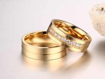 ЗОЛОТЫЕ ОБРУЧАЛЬНЫЕ КОЛЬЦА 18K ПОЗОЛОЧЕННЫЕ СТАЛЬ 316L ПАРА