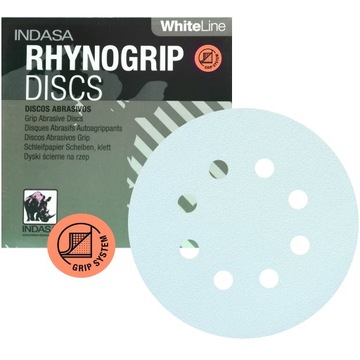 INDASA WHITE LINE KRĄŻEK NA RZEP PAPIER ŚCIERNY DYSK 125MM P150 8H 50SZT