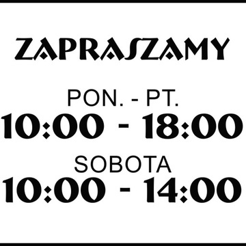 Naklejka godziny otwarcia sklepu na szybę drzwi czynne 30 cm