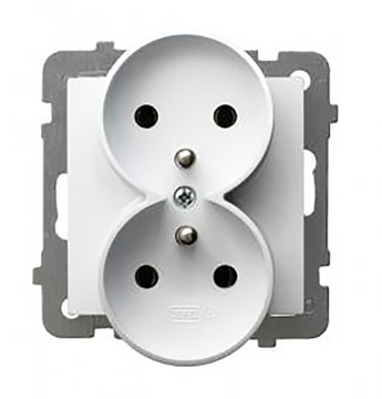 AS Gniazdo podwójne z/u, GP-2GRZ/m/00-T, biały