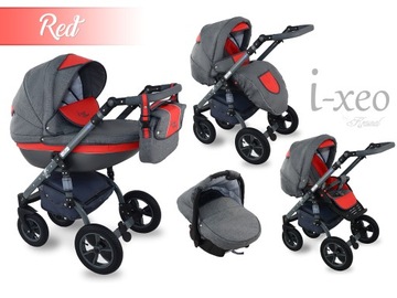 Детская коляска Dwarf I-XEO 3в1 лён+кожа+объём
