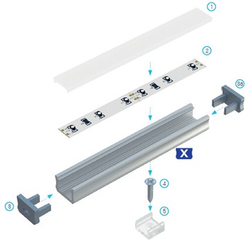 PROFIL ALUMINIOWY X ANODOWANY 2M DO TAŚM LED