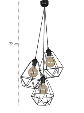 Nowoczesna LAMPA WISZĄCA Loft Diament 3-Płomienna