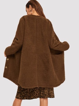 Płaszcz kożuszek teddy kurtka z misiem brązowy