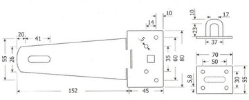 ЗАМОК WRZECIĄDZ SKOBEL ВНУТРЕННИЙ 150x45