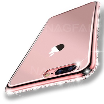 Etui iPhone X cyrkonie 10 swarovski rose gold silv