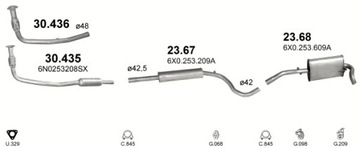 ЦЕНТРАЛЬНЫЙ ГЛУШИТЕЛЬ ПОЛМОСТРОВ VW LUPO/AROSA 1.0/1.4 97-04