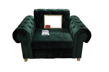 PIKOWANY fotel chesterfield Butelkowa Zieleń