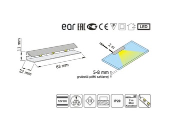 Oświetlenie LED do połek szklanych RGB 1pkt.