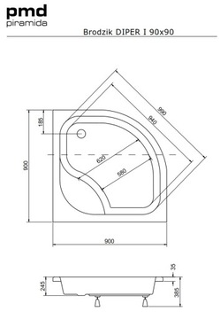 ПОЛЬСКИЙ ДУШЕВОЙ ПОДДОН 90x90 ВЫС С КОРПУСОМ И НОЖКАМИ