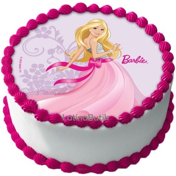 BARDZO GRUBY OPŁATEK NA TORT BARBIE DUŻY 20 CM