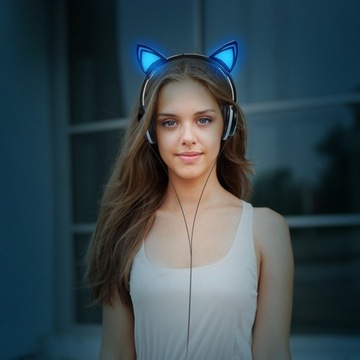 СКЛАДНЫЕ НАУШНИКИ CAT EAR, СВЕТОДИОДНАЯ ПОДСВЕТКА