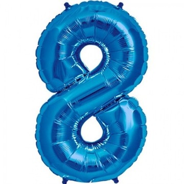 DUŻY BALON-y 8 NIEBIESKI NA HEL FOLIOWY CYFRA BLUE