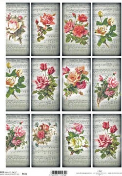 Papier do Decoupage ryżowy BUKIETY KWIATÓW - R541