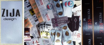 Kolorowe cięte METKI WSZYWKI z Logo Satyna VIP eco
