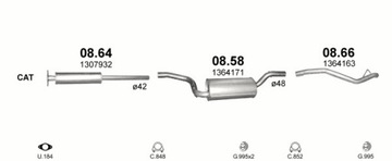 Глушитель+труба Ford Focus II MK2 1.4+1.6 комби