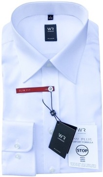WILLSOOR Biała Koszula Slim Fit 100%Baw 188-194 XL