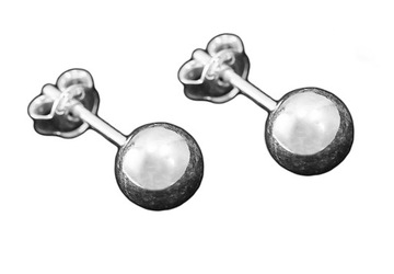 SREBRO 925 piękne kolczyki KULKI 6mm sztyfty