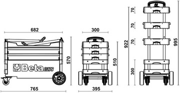 Тележка для инструментов BETA C27S HIT, складная, 3 ЦВЕТА